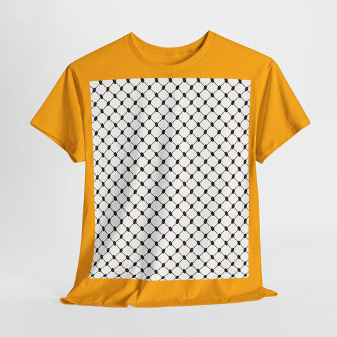 Keffiyeh Pattern Heavy Cotton Tee - Modern Mesh Design Streetwear T-Shirt